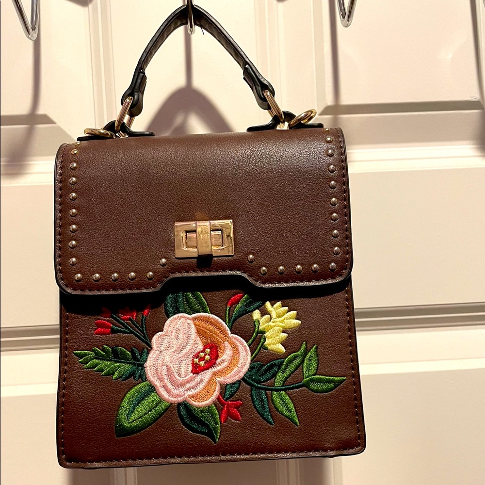 Brown floral mini bag